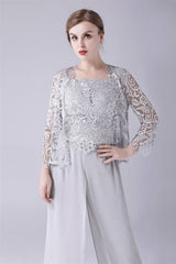 Sleeveless strap backless lace vintage mother's suit-Ballbella