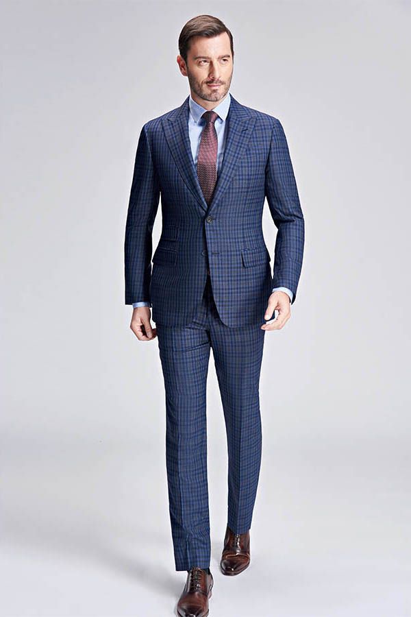 blue dress suit men's Men's Blue Two-Piece Suit, Elegant Dinner Party Wear