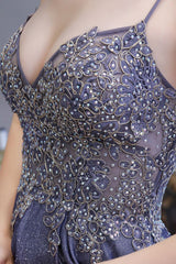 Spaghetti Strap Ombre Pruple Sparkle Prom Dresses-Ballbella