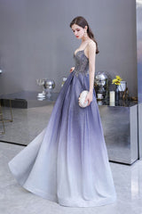 Spaghetti Strap Ombre Pruple Sparkle Prom Dresses-Ballbella