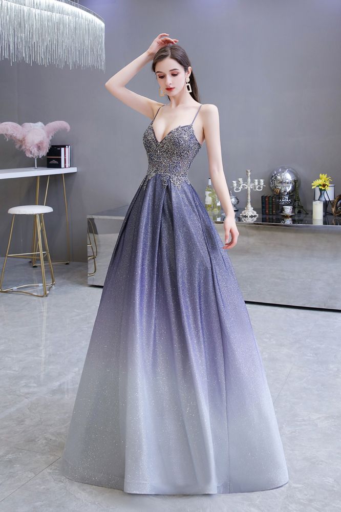 Spaghetti Strap Ombre Pruple Sparkle Prom Dresses Spaghetti Strap Ombre Pruple Sparkle Prom Dresses