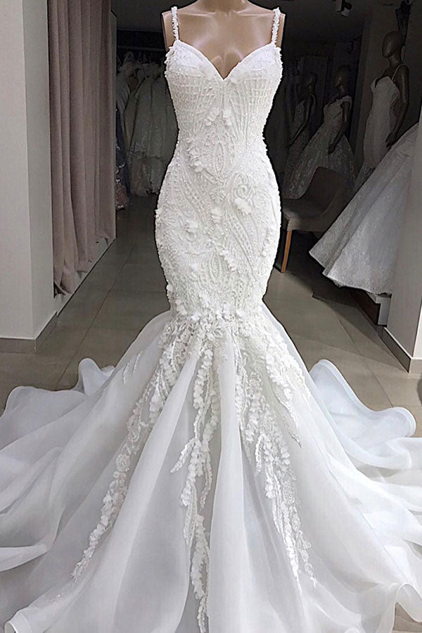 Spaghetti Strap Real Model White Mermaid Wedding Dresses with AmazingLace Appliques Spaghetti Strap Real Model White Mermaid Wedding Dresses with AmazingLace Appliques