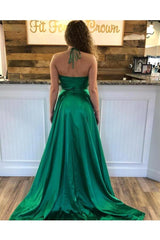 Spaghetti Strap Shiny Royal Blue Prom Party Gowns with High Split Chic V-neck Princess Evening dress On Sale-Ballbella