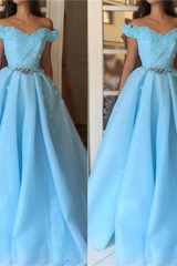 Sparkle Sequins Off-the-Shoulder Prom Party Gowns| Charming Sweetheart Sleeveless Beading Long Prom Party Gowns-Ballbella