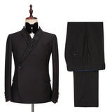 Sparkly Shawl Lapel Black One Button Wedding Suits-Ballbella