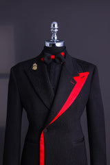 Special Black Peaked Lapel Slim Fit Prom Suit-Ballbella