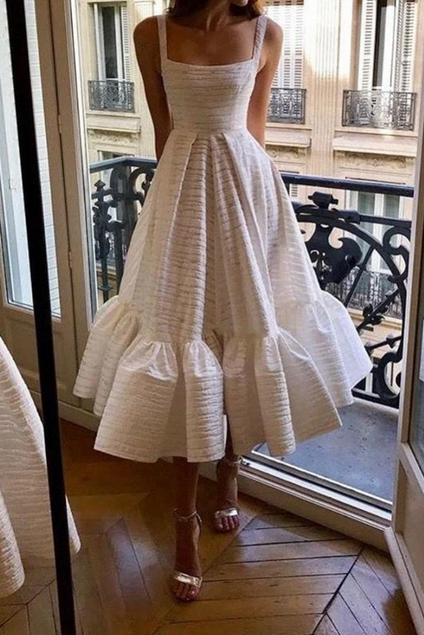 Square neck White A-line Princess Sleeveless Homecoming Dress Square neck White A-line Princess Sleeveless Homecoming Dress