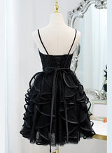 Square Neckline Short/Mini Tulle Homecoming Dresses With Cascading Ruffles-Ballbella