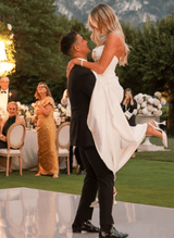 Strapless Mermaid Fitted Wedding Dresses Elastic Satin Sweep Train for Summer Beach-Ballbella