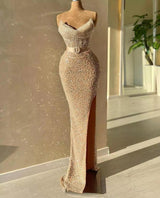 Strapless Sweetheart Mermaid Prom Dress with Long Beads and Sequins-Ballbella