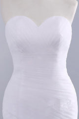 Strapless Sweetheart Mermaid Wedding Dresses Lace Ruffless Tulle Bridal Gowns-Ballbella