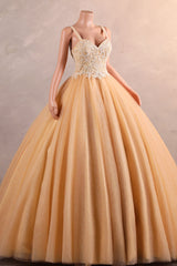 Straps Sparkle Ball Gown Sleeveless Beaded Quince Dresses-Ballbella