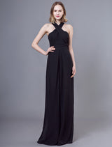 Stunning Black Jumpsuits Formal Evening Wedding Party Convertible Chiffon Long One Size Fits All Bridesmaid Dresses-Ballbella