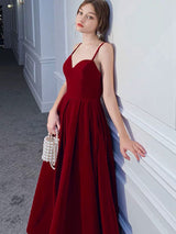 Stunning Evening Dress A Line Sweetheart Neck Velour Floor Length Pockets Formal Party Dresses-Ballbella