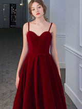 Stunning Evening Dress A Line Sweetheart Neck Velour Floor Length Pockets Formal Party Dresses-Ballbella