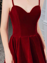 Stunning Evening Dress A Line Sweetheart Neck Velour Floor Length Pockets Formal Party Dresses-Ballbella