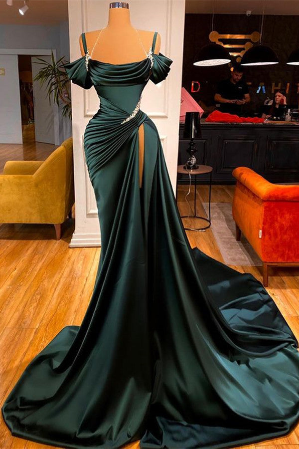Stunning Off-the-Shoulder Mermaid Prom Dress Ruffles With High Split Stunning Off-the-Shoulder Mermaid Prom Dress Ruffles With High Split