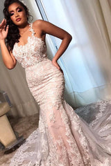 Stunning Sleeveless Mermaid Lace Wedding Dress Online-Ballbella