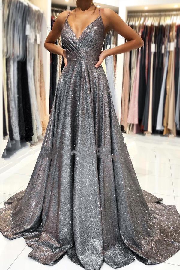 Stunning Spaghetti-Straps V-Neck Long Evening Prom Dress Online Stunning Spaghetti-Straps V-Neck Long Evening Prom Dress Online