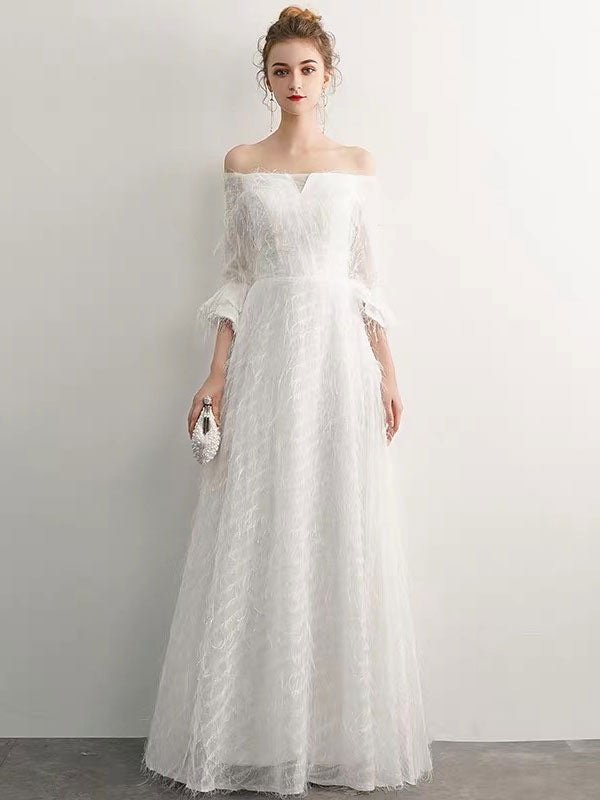 Stunning White Evening Dresses Long Off Shoulder Long Sleeve Maxi Formal Evening Gowns Stunning White Evening Dresses Long Off Shoulder Long Sleeve Maxi Formal Evening Gowns
