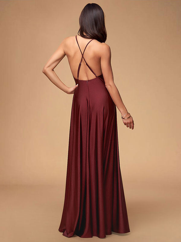 Stunning Women Evening Dress Burgundy A Line Criss Cross Lycra Spandex Ballbella Stunning Women Evening Dress Burgundy A Line Criss Cross Lycra Spandex Ballbella