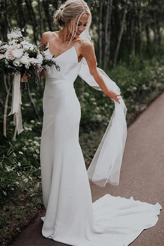 Summer White Beach Column Beach Court Train Wedding Dress Summer White Beach Column Beach Court Train Wedding Dress