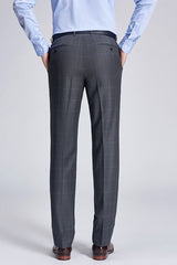 Superior Checked Notch Lapel Two Buttons Dark Grey Suits for Business Men-Ballbella