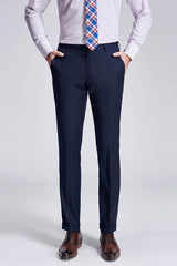 Superior Peak Lapel Double Breasted Mens Suits Pinstripe Dark Navy Suits for Men Formal-Ballbella