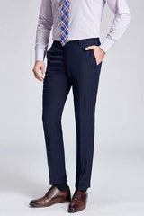 Superior Peak Lapel Double Breasted Mens Suits Pinstripe Dark Navy Suits for Men Formal-Ballbella