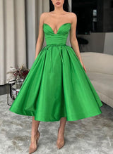 Sweetheart A-Line Satin Homecoming Dresses-Ballbella