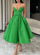Sweetheart A-Line Satin Homecoming Dresses-Ballbella