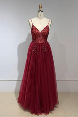 Sweetheart Crystal Prom Dresses Straps Spaghetti Tulle Evening Gown Split Side-Ballbella