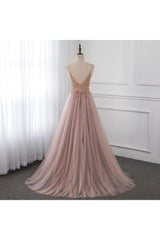 Sweetheart Crystal Prom Dresses Straps Spaghetti Tulle Evening Gown Split Side-Ballbella