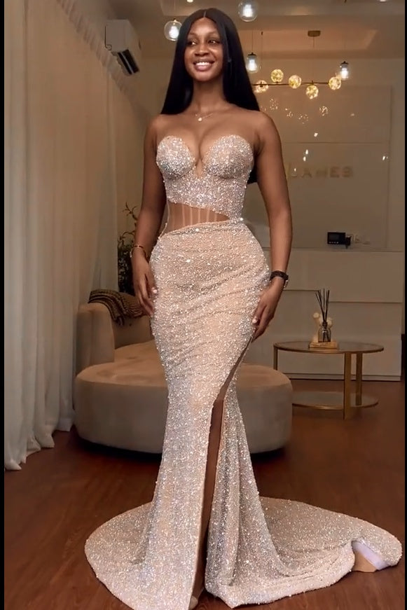 Sweetheart Sequins Backless Sleeveless Mermaid Prom Dress Sweetheart Sequins Backless Sleeveless Mermaid Prom Dress