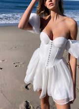Sweetheart Sleeveless Short/Mini Chiffon Homecoming Dresses-Ballbella