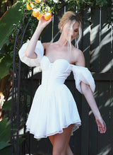 Sweetheart Sleeveless Short/Mini Chiffon Homecoming Dresses-Ballbella