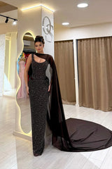 Timeless Straps Sleeveless Sequins Prom Dress Mermaid Column With Ruffle-Ballbella