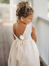Tulle Champagne Jewel Neck Sleeveless Short Princess Party Dress Kids Sash Pageant Dresses-Ballbella
