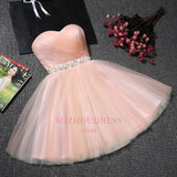 Tulle Ruffles Pink Homecoming Dress Sweetheart Short Hoco Dress-Ballbella