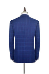 Unique Plaid Two Buttons Notch Lapel Flap Pocket Mens Suits for Formal-Ballbella
