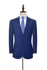 Unique Plaid Two Buttons Notch Lapel Flap Pocket Mens Suits for Formal-Ballbella