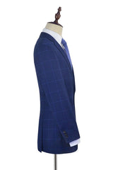 Unique Plaid Two Buttons Notch Lapel Flap Pocket Mens Suits for Formal-Ballbella