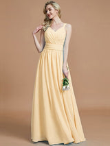 V-Neck Elegant Chiffon Sleeveless Bridesmaid Dresses-Ballbella