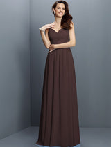 V-Neck Elegant Lace Sleeveless Long Chiffon Bridesmaid Dresses-Ballbella