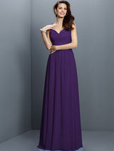 V-Neck Elegant Lace Sleeveless Long Chiffon Bridesmaid Dresses-Ballbella