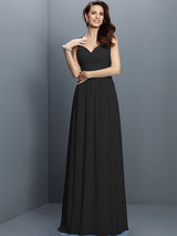 V-Neck Elegant Lace Sleeveless Long Chiffon Bridesmaid Dresses-Ballbella