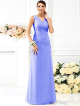 V-Neck Elegant Pleats Sleeveless Long Chiffon Bridesmaid Dresses-Ballbella