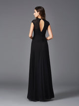V-Neck Elegant Sleeveless Long Chiffon Bridesmaid dresses-Ballbella