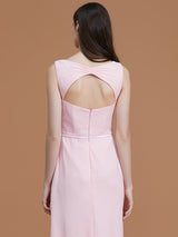 V-Neck Elegant Sleeveless Ruched Chiffon Bridesmaid Dresses-Ballbella