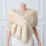 V-neck Rectangular scarf shawl Winter Wedding Wraps-Ballbella